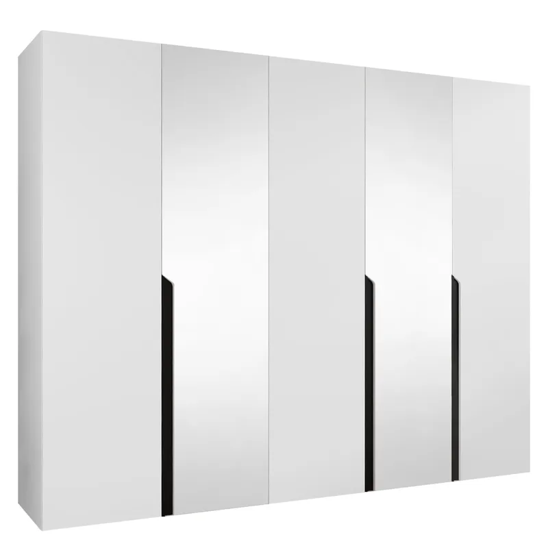 Milias Garderobeskap med speil 250x202 cm, svart, hvit