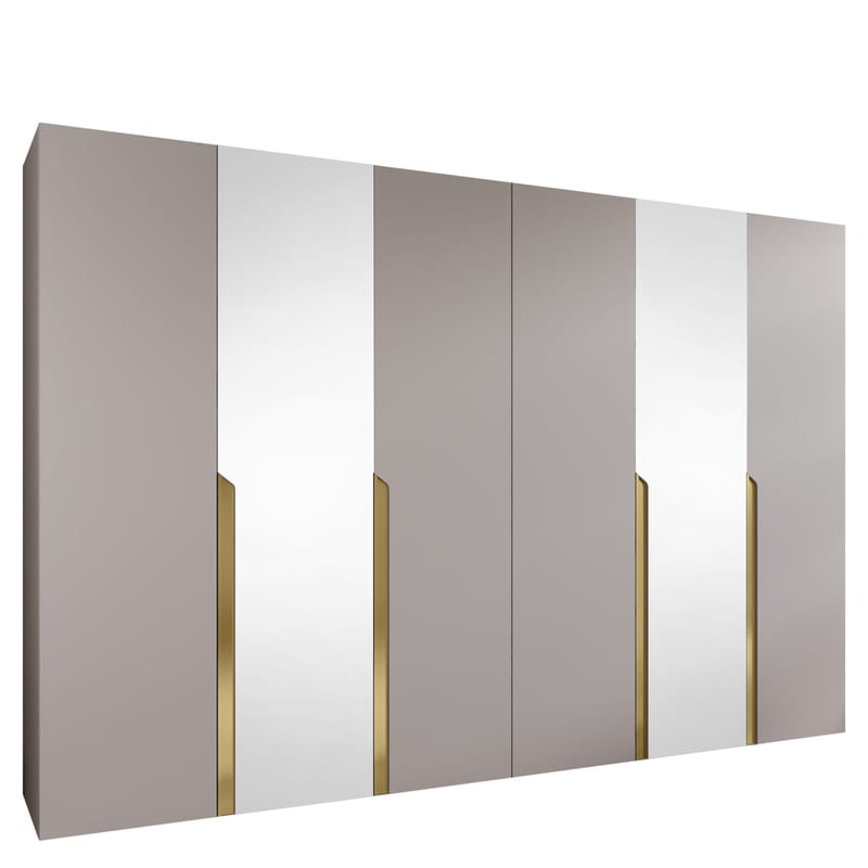 Milias Garderobeskap med speil 300x202 cm, beige / gull