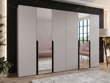 Milias Garderobeskap med speil 300x202 cm - beige - Oppbevaring - Garderober & garderobesystem
