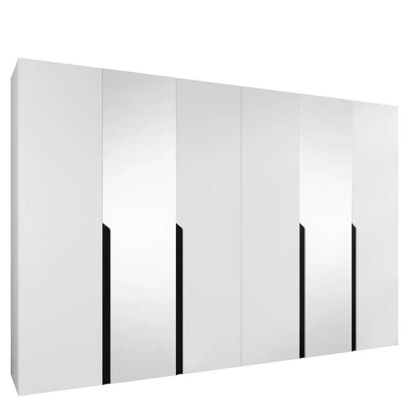 Milias Garderobeskap med speil 300x202 cm, hvit / svart