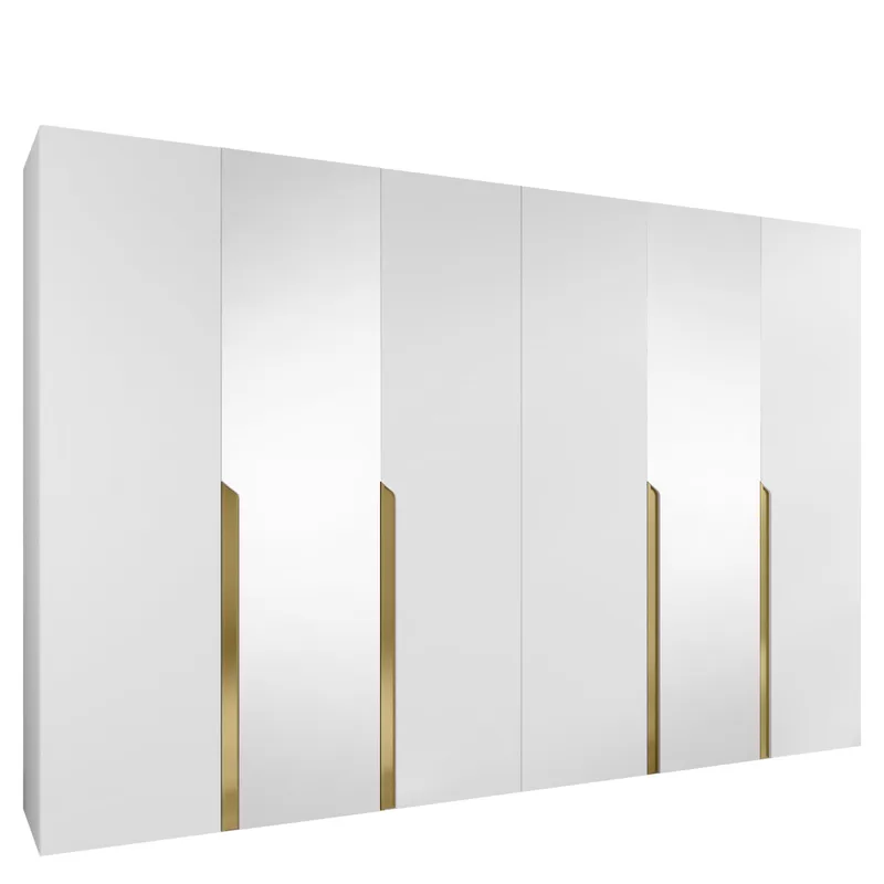 Milias Garderobeskap med speil 300x202 cm - hvit - Oppbevaring - Garderober & garderobesystem