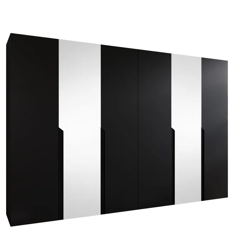 Milias Garderobeskap med speil 300x202 cm - svart - Oppbevaring - Garderober & garderobesystem
