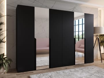 Milias Garderobeskap med speil 300x202 cm - svart - Oppbevaring - Garderober & garderobesystem