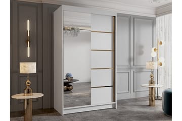 Narbonne Garderobe med Speil 100x200 cm - Hvit - Oppbevaring - Garderober & garderobesystem