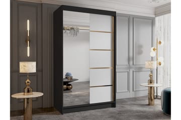 Narbonne Garderobe med Speil 100x200 cm - Hvit/Svart - Oppbevaring - Garderober & garderobesystem
