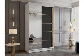 Narbonne Garderobe med Speil 100x200 cm - Svart/Hvit - Oppbevaring - Garderober & garderobesystem