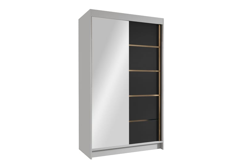 Narbonne Garderobe med Speil 100x200 cm, Svart/Hvit