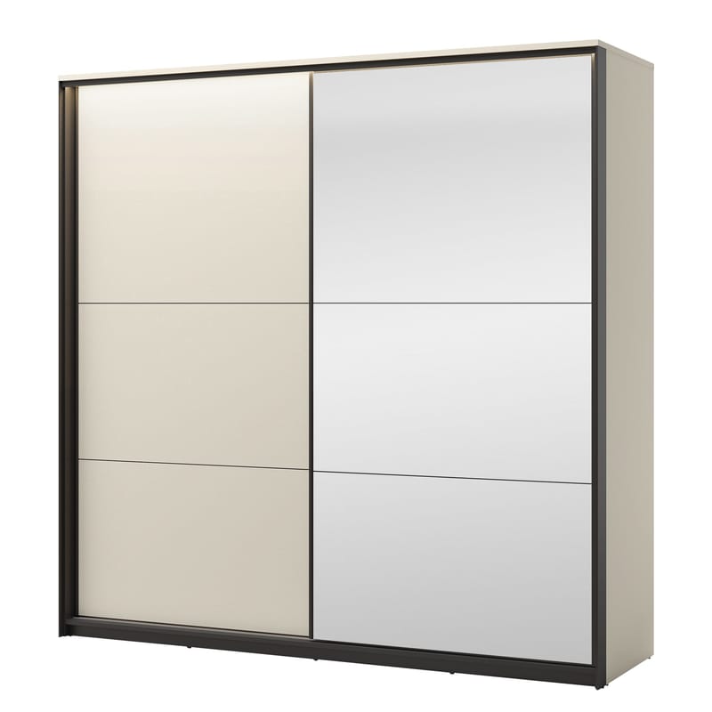 Navron Garderobeskapeskap med speil 220x221 cm, Beige