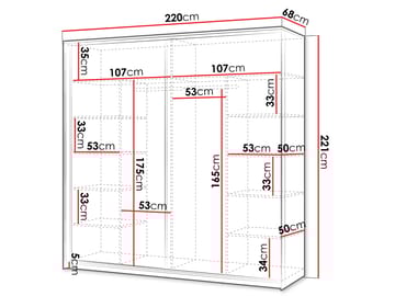 Navron Garderobeskapeskap med speil 220x221 cm - Beige - Oppbevaring - Garderober & garderobesystem