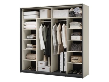 Navron Garderobeskapeskap med speil 220x221 cm - Beige - Oppbevaring - Garderober & garderobesystem