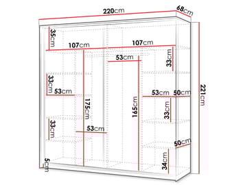 Navron Garderobeskapeskap med speil 220x221 cm - Beige - Oppbevaring - Garderober & garderobesystem