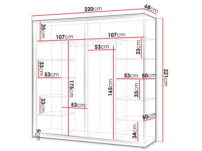 Navron Garderobeskapeskap med speil 220x221 cm - Beige - Oppbevaring - Garderober & garderobesystem