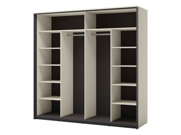 Navron Garderobeskapeskap med speil 220x221 cm - Beige - Oppbevaring - Garderober & garderobesystem