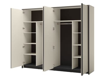 Navron Garderobeskapeskap med speil 251x215 cm - Beige - Oppbevaring - Garderober & garderobesystem