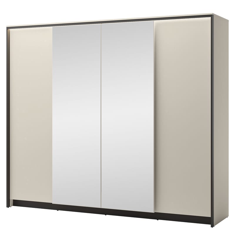 Navron Garderobeskapeskap med speil 251x215 cm, Beige