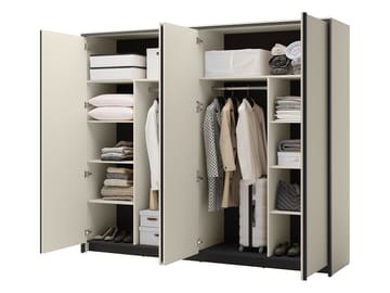 Navron Garderobeskapeskap med speil 251x215 cm - Beige - Oppbevaring - Garderober & garderobesystem