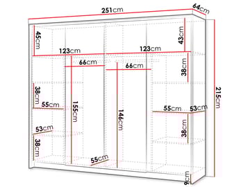 Navron Garderobeskapeskap med speil 251x215 cm - Beige - Oppbevaring - Garderober & garderobesystem