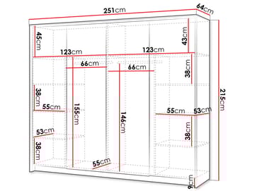 Navron Garderobeskapeskap med speil 251x215 cm - Beige - Oppbevaring - Garderober & garderobesystem