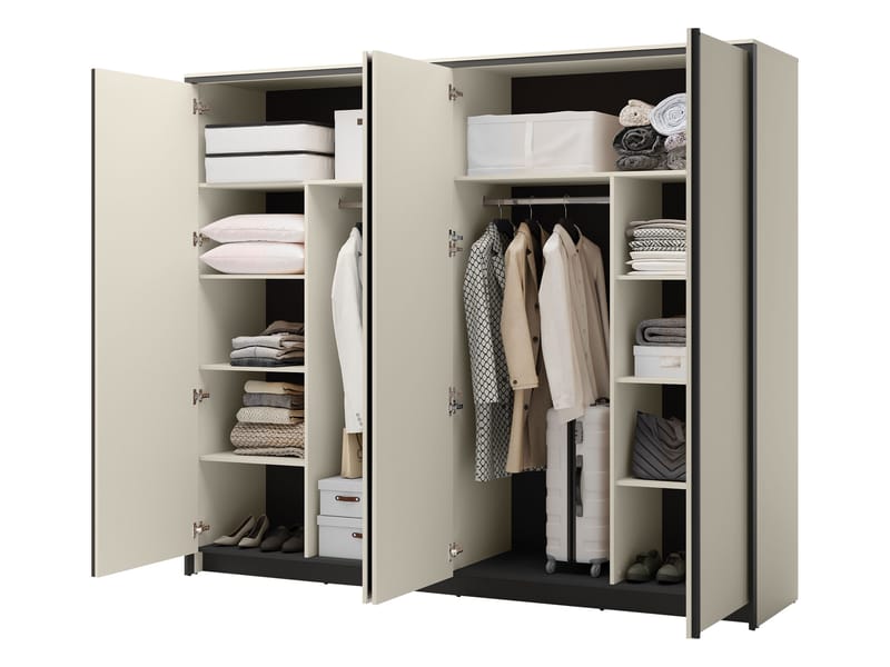 Navron Garderobeskapeskap med speil 251x215 cm - Beige - Oppbevaring - Garderober & garderobesystem