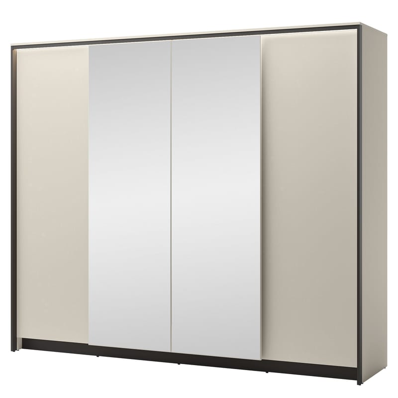Navron Garderobeskapeskap med speil 251x215 cm, Beige