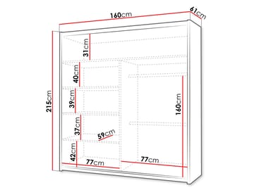 Norrebon Garderobe med speil 160x215 cm - svart - Oppbevaring - Garderober & garderobesystem