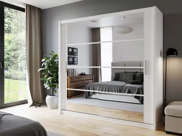Norrebon Garderobe med speil 203x215 cm - hvit - Oppbevaring - Garderober & garderobesystem