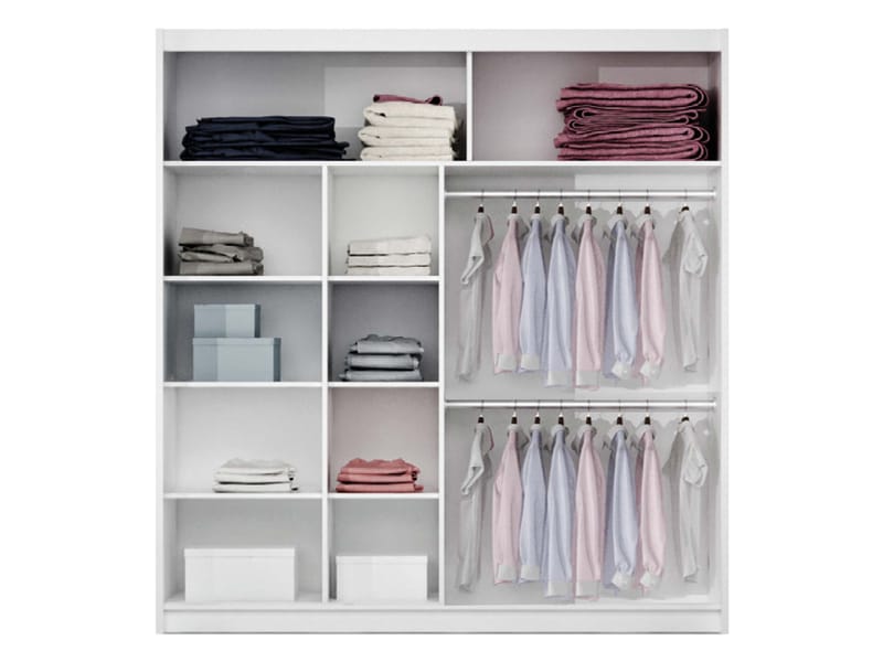 Norrebon Garderobe med speil 203x215 cm - hvit - Oppbevaring - Garderober & garderobesystem