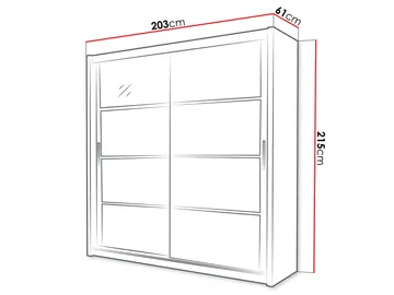 Norrebon Garderobe med speil 203x215 cm - hvit - Oppbevaring - Garderober & garderobesystem