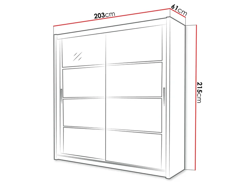 Norrebon Garderobe med speil 203x215 cm - hvit - Oppbevaring - Garderober & garderobesystem