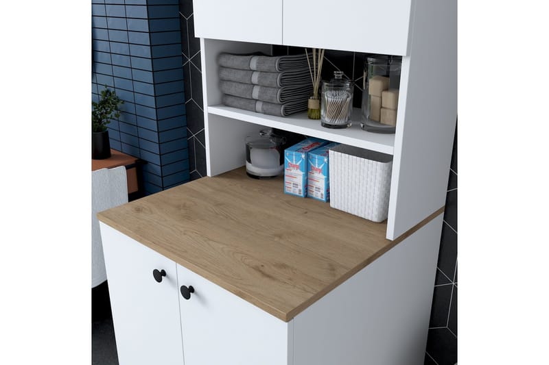 Akashya Baderomsskap 70x183,6 cm Hvit/Brun - Hanah Home - Oppbevaring - Oppbevaring til baderom - Baderomsskap