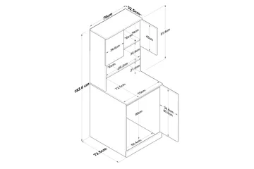 Akashya Baderomsskap 70x183,6 cm Hvit/Brun - Hanah Home - Oppbevaring - Oppbevaring til baderom - Baderomsskap