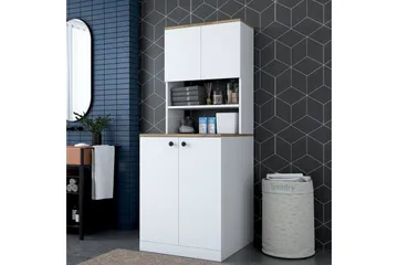 Akashya Baderomsskap 70x183,6 cm Hvit/Brun - Hanah Home - Oppbevaring - Oppbevaring til baderom - Baderomsskap