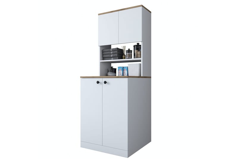 Akashya Baderomsskap 70x183,6 cm Hvit/Brun - Hanah Home - Oppbevaring - Oppbevaring til baderom - Baderomsskap