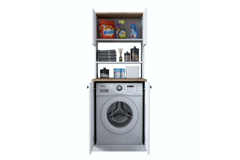 Akashya Baderomsskap 70x183,6 cm Hvit/Brun - Hanah Home - Oppbevaring - Oppbevaring til baderom - Baderomsskap