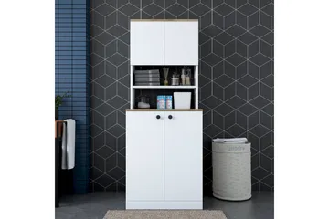 Akashya Baderomsskap 70x183,6 cm Hvit/Brun - Hanah Home - Oppbevaring - Oppbevaring til baderom - Baderomsskap