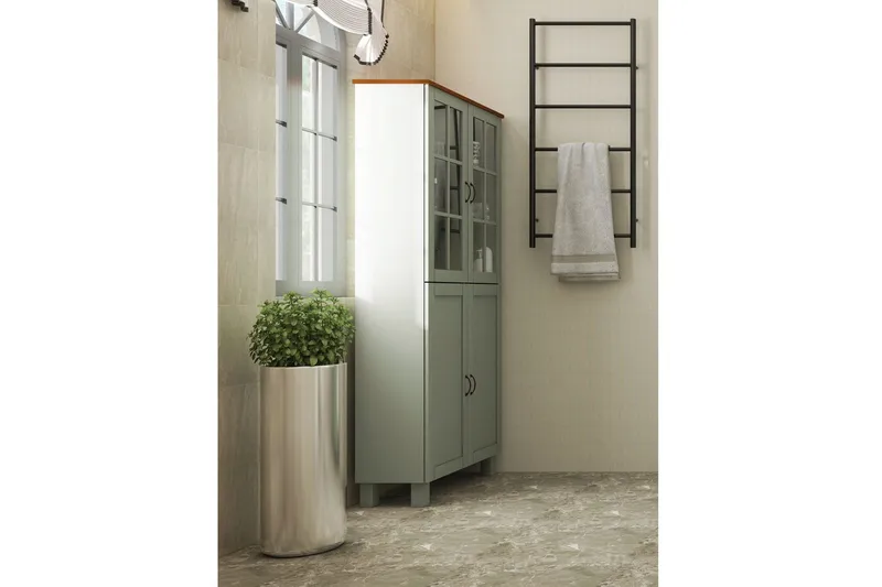 Alby Høyskap til Bad 130x75x30 cm - Grønn - Oppbevaring - Oppbevaring til baderom - Veggskap & høyskap