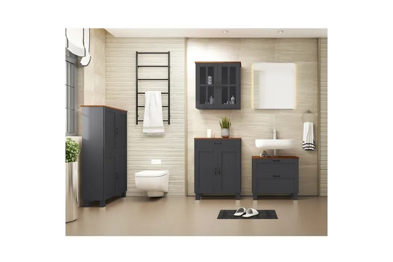 Alby Servantskap 60 cm - Grå - Oppbevaring - Oppbevaring til baderom - Servantskap & kommode