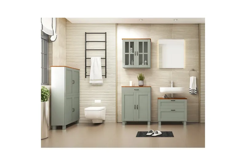 Alby Servantskap 60 cm - Grønn - Oppbevaring - Oppbevaring til baderom - Servantskap & kommode