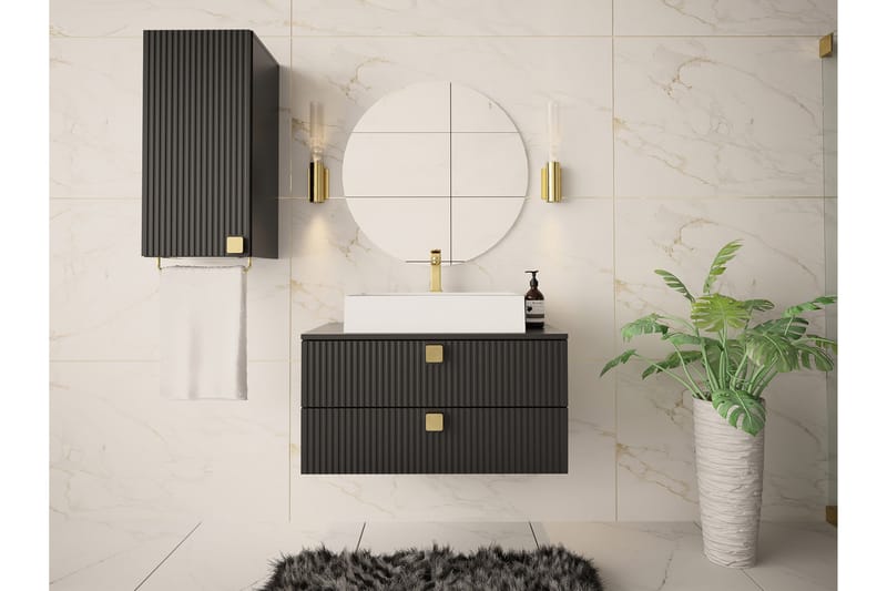 Alima Møbelsett for Bad - Svart - Oppbevaring - Oppbevaring til baderom - Komplette møbelpakker