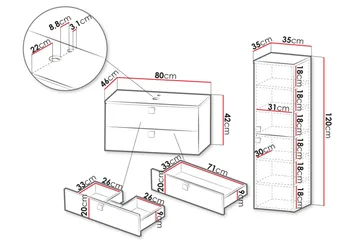 Alima Møbelsett til Bad - Oppbevaring - Oppbevaring til baderom - Komplette møbelpakker