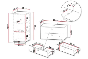 Alima Møbelsett til Bad - Oppbevaring - Oppbevaring til baderom - Komplette møbelpakker