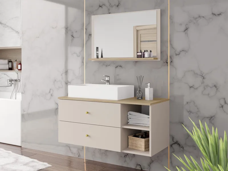 Askersund Baderomsmøbelsett - Beige - Oppbevaring - Oppbevaring til baderom - Komplette møbelpakker