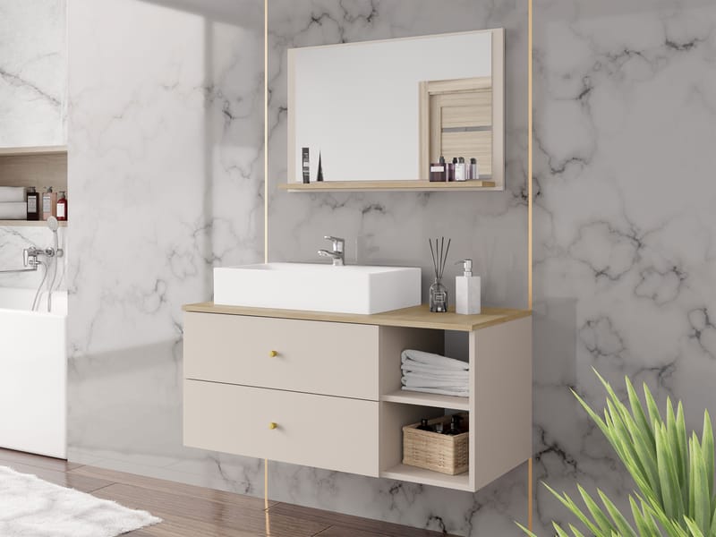Askersund Baderomsmøbelsett - Beige - Oppbevaring - Oppbevaring til baderom - Komplette møbelpakker