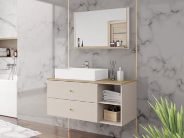 Askersund Baderomsmøbelsett - Beige - Oppbevaring - Oppbevaring til baderom - Komplette møbelpakker