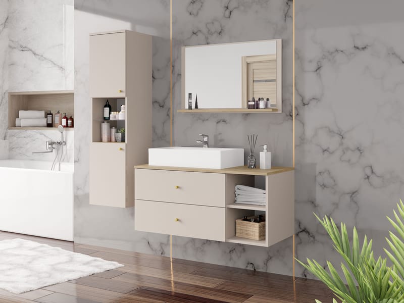Askersund Baderomsmøbelsett - Beige - Oppbevaring - Oppbevaring til baderom - Komplette møbelpakker
