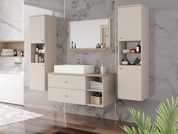 Askersund Baderomsmøbelsett - Beige - Oppbevaring - Oppbevaring til baderom - Komplette møbelpakker