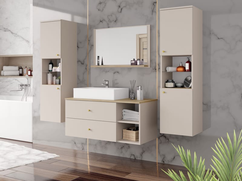 Askersund Baderomsmøbelsett - Beige - Oppbevaring - Oppbevaring til baderom - Komplette møbelpakker