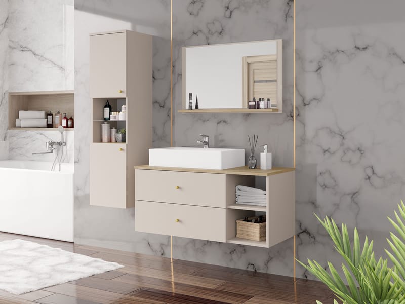 Askersund Baderomsmøbelsett - Beige - Oppbevaring - Oppbevaring til baderom - Komplette møbelpakker