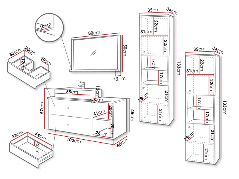 Askersund Baderomsmøbelsett - Beige - Oppbevaring - Oppbevaring til baderom - Komplette møbelpakker