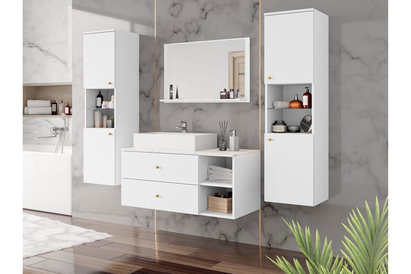 Askersund Møbelsett for Baderom - Hvit - Oppbevaring - Oppbevaring til baderom - Komplette møbelpakker